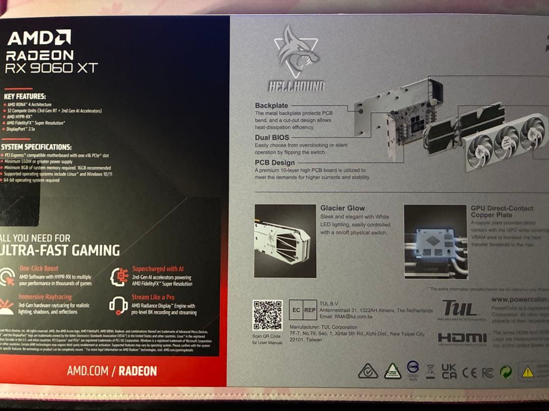 グラフィックボード・グラボ・ビデオカード RX9060XT 16GB PowerColor Hellhound White