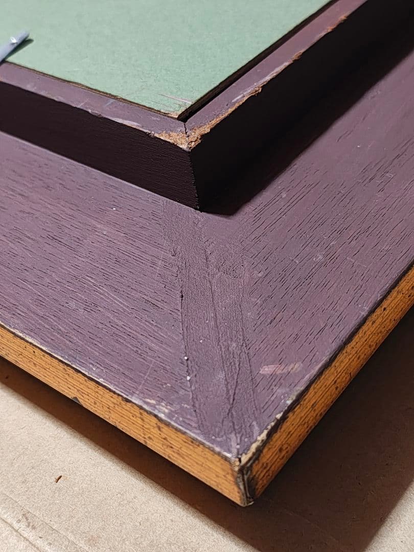 【F12号】大型 油絵 風景画 額縁入り バス停 山道 アンティーク 肉筆