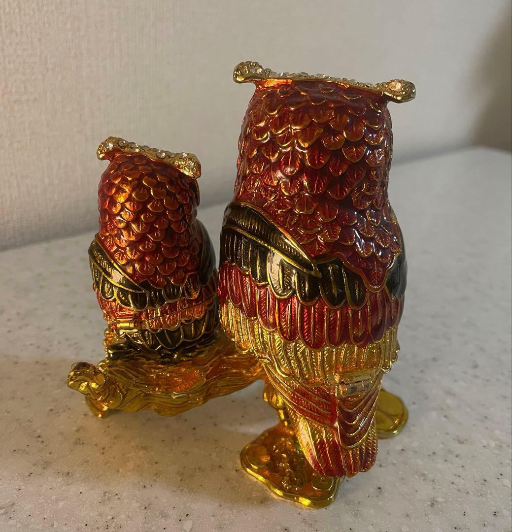 【美品】縁起のいいフクロウの置物 福来るチョウピラコ 良縁 飛躍 繁盛