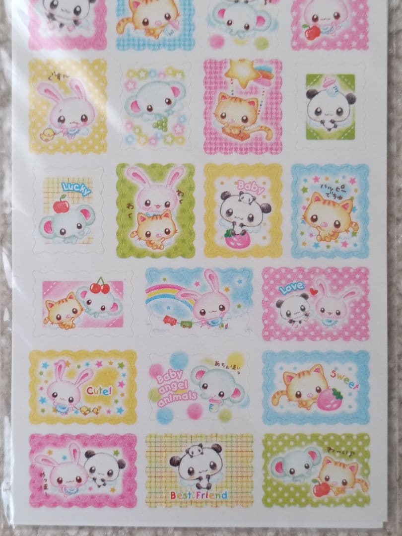 新品　シール　クラックス　　パンダ　うさぎ　ネコ　象　はんこ付き　平成レトロ