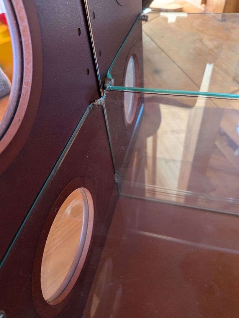 ①カルトーネ 木製 コレクションケース 塩川光明堂 飾り棚 ガラス6枚