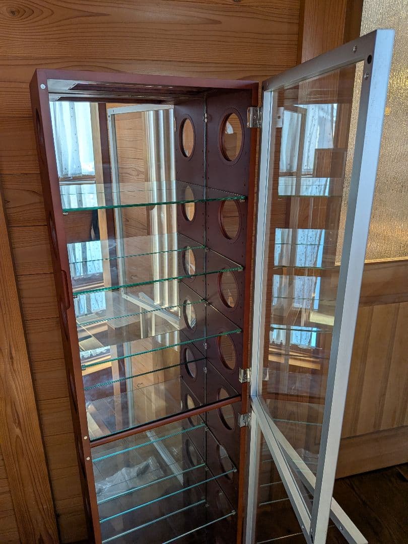 ①カルトーネ 木製 コレクションケース 塩川光明堂 飾り棚 ガラス6枚