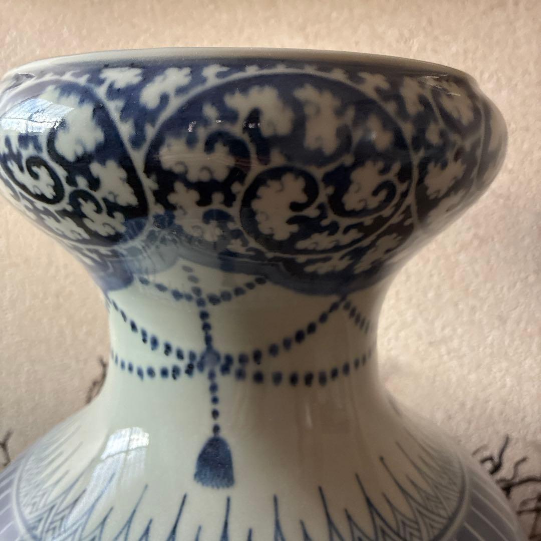 骨董　有田焼　伊万里　希少　蛸唐草　花唐草　楼閣　３匹の猫の戯れ　花器　花入　壺