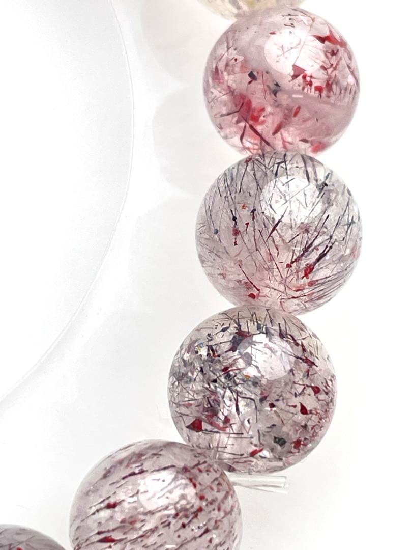 【現品限り】花火黒赤スーパーセブンルチルクォーツ 天然石ブレスレット 9.5mm