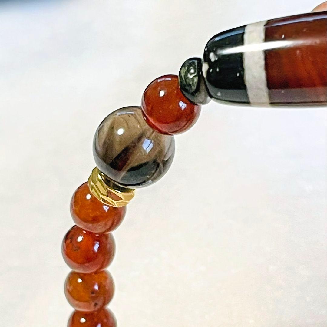 【三線天珠】マンダリンガーネット ゼウス サンストーン お守り ブレス 逆転勝利