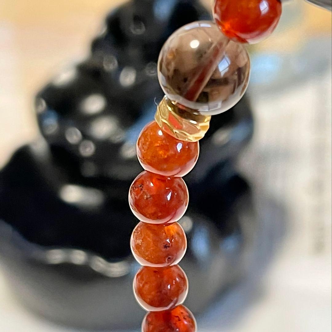 【三線天珠】マンダリンガーネット ゼウス サンストーン お守り ブレス 逆転勝利