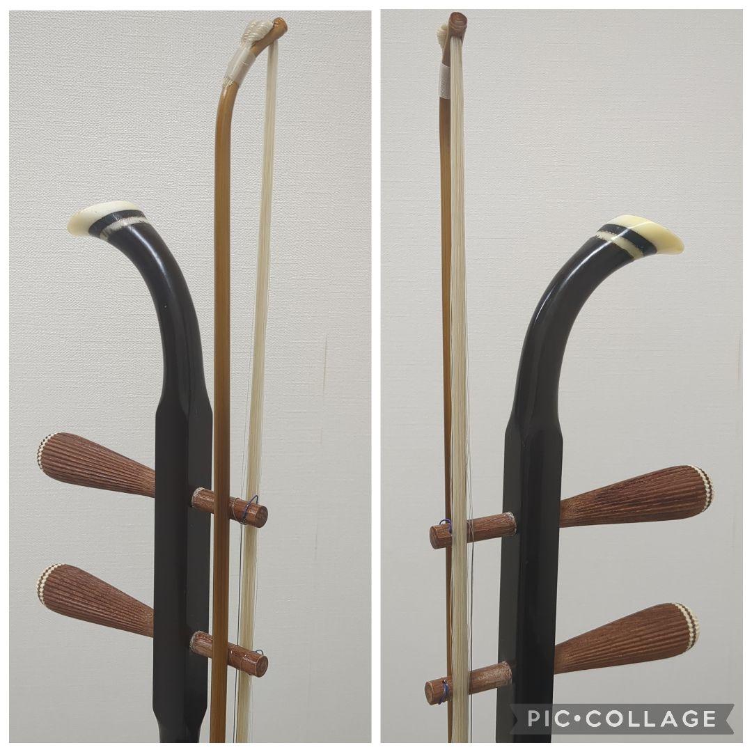 二胡　敦煌牌 上海民族楽器 ケース付き 蛇皮 弦楽器 入門用 六角筒