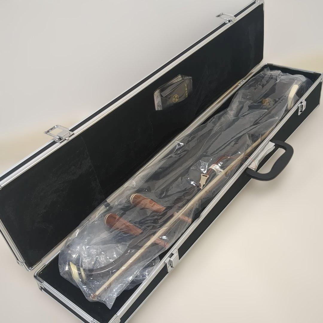 二胡　敦煌牌 上海民族楽器 ケース付き 蛇皮 弦楽器 入門用 六角筒