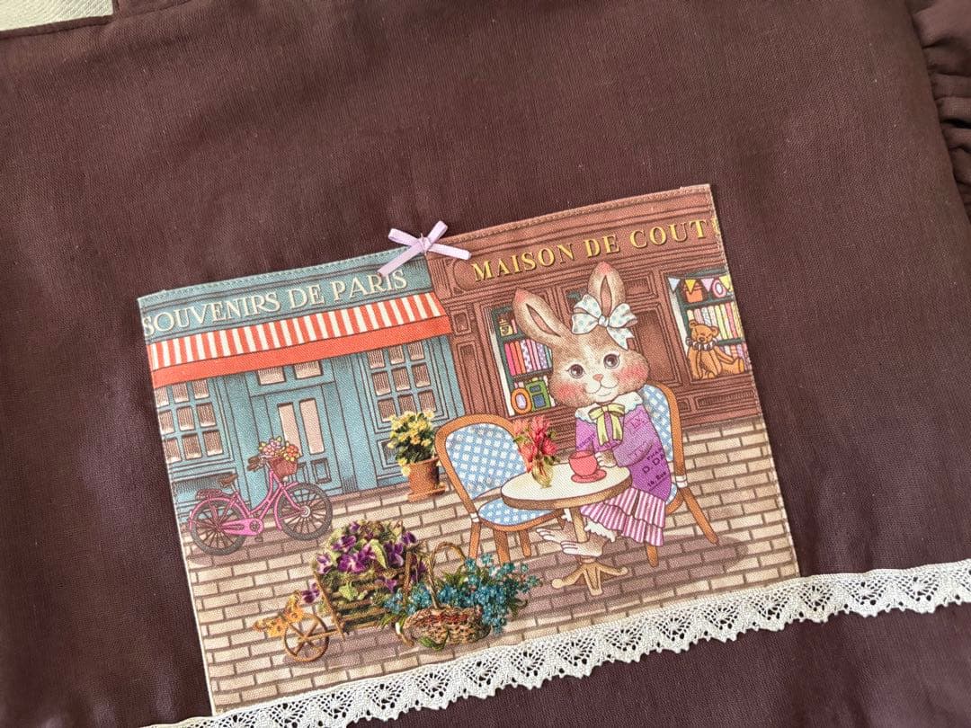 ジョリーフルール✨コラージュコラージュ　パリの柄　ウサギ✨トートバッグ