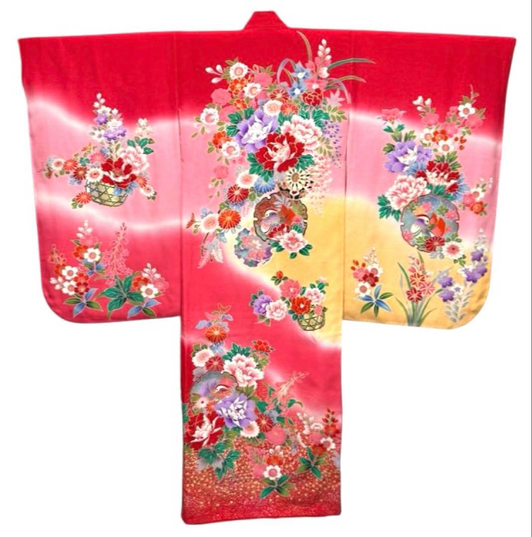 七五三　３～５歳向け　ほぼフルセット　着物、帯等小物セット　正絹