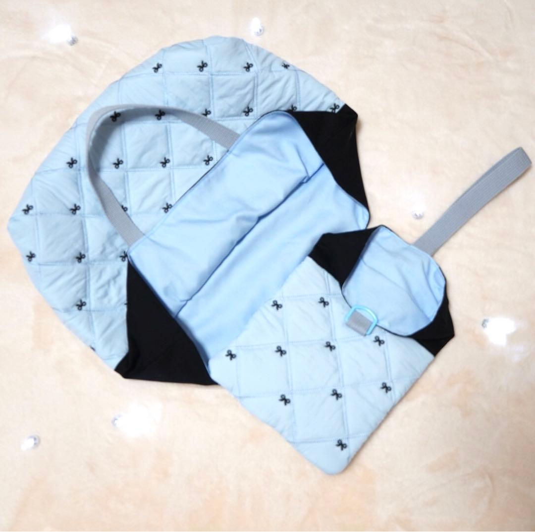 【入園入学3点セット】リボン刺繍 キルティング ブルー｜名入れ可