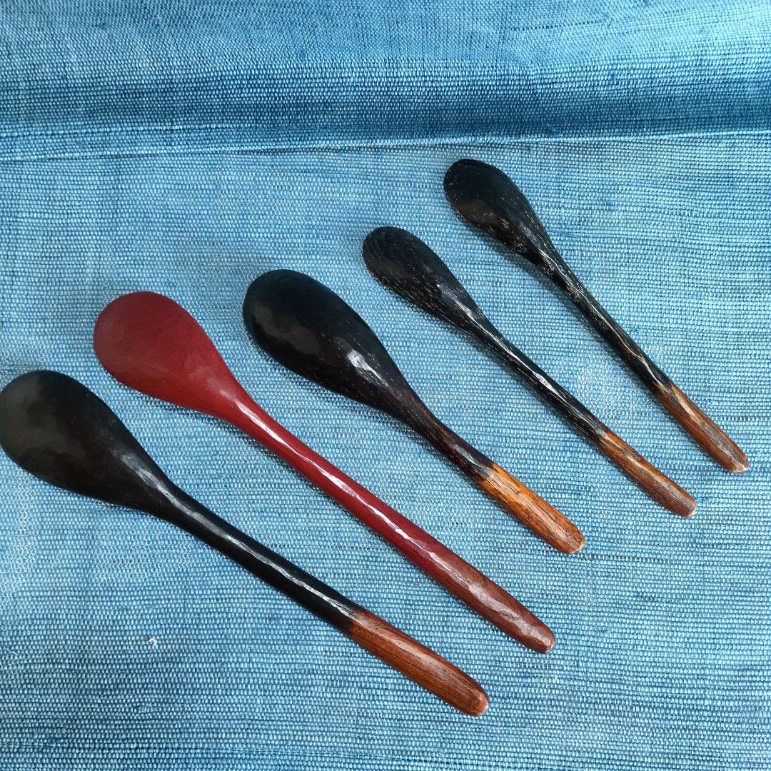 菊地克典さんの漆匙5点