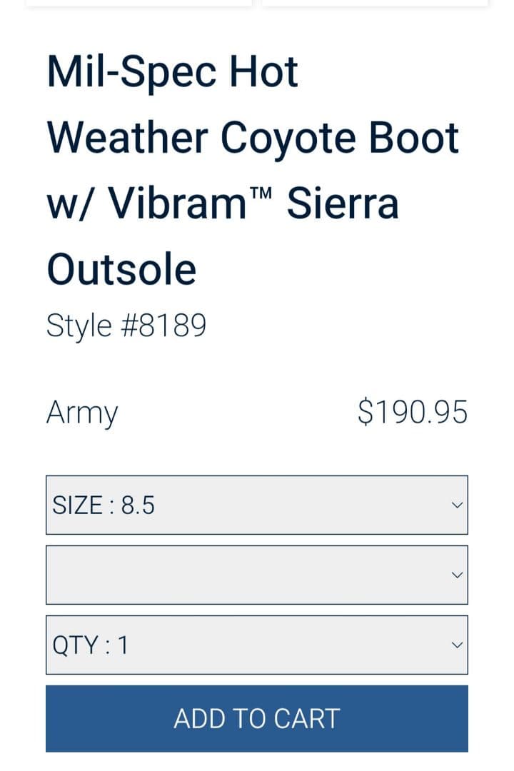 定価190ドル 米陸軍実物 MCRAE ホットウェザーコンバットブーツ8.5W