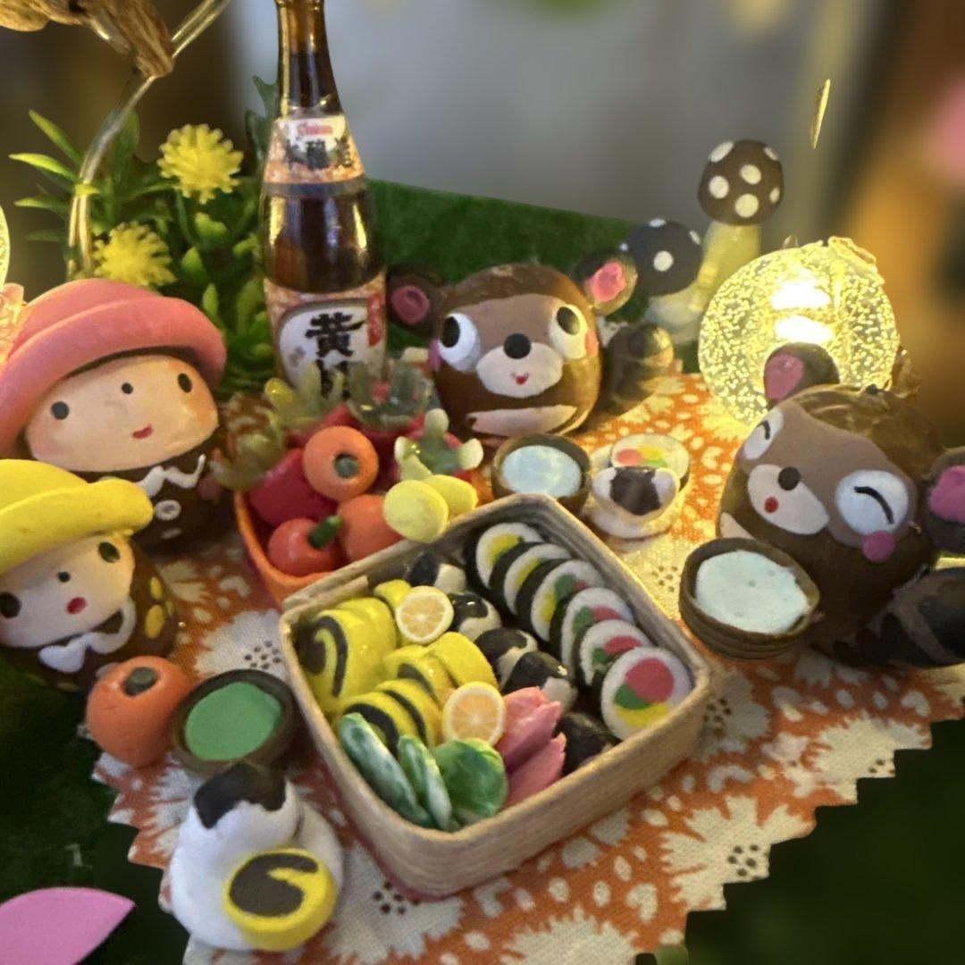 どんぐりアート♡春らんまん皆んなで仲良くお花見BIGオブジェ　一点物♡