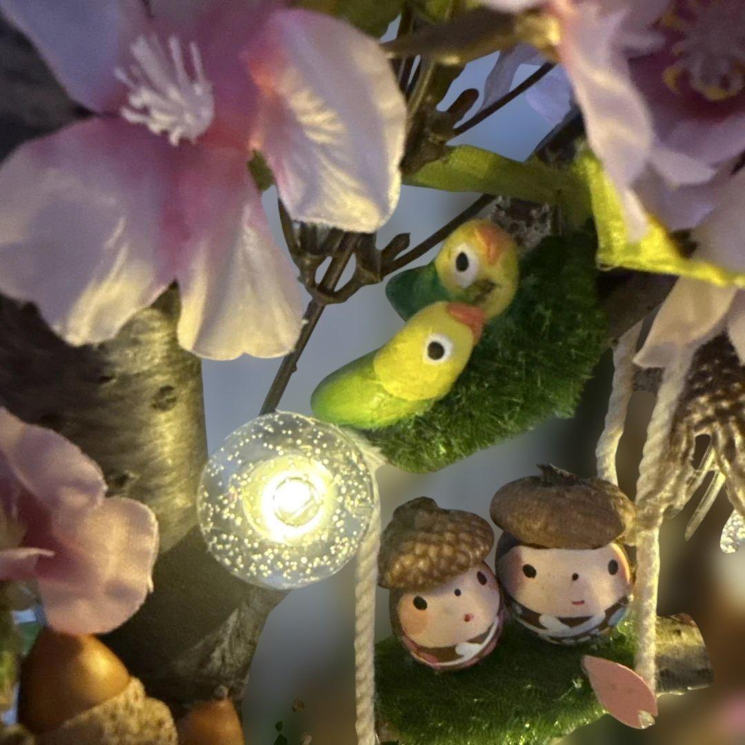どんぐりアート♡春らんまん皆んなで仲良くお花見BIGオブジェ　一点物♡