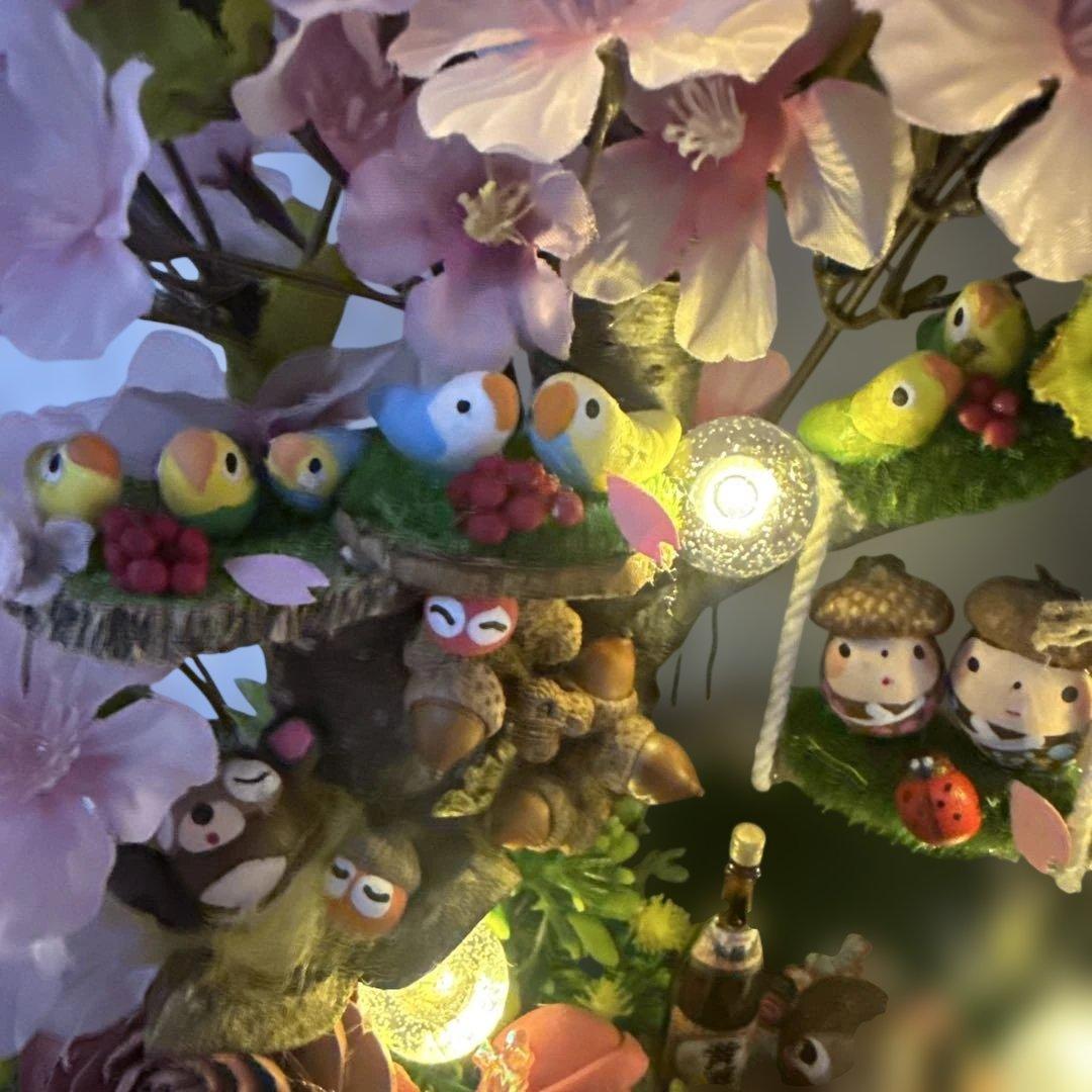 どんぐりアート♡春らんまん皆んなで仲良くお花見BIGオブジェ　一点物♡
