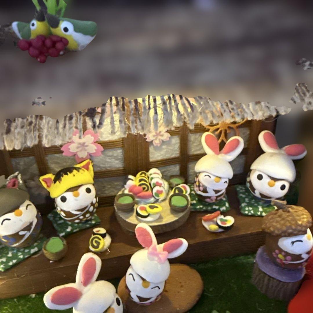 どんぐりアート♡春らんまん皆んなで仲良くお花見BIGオブジェ　一点物♡