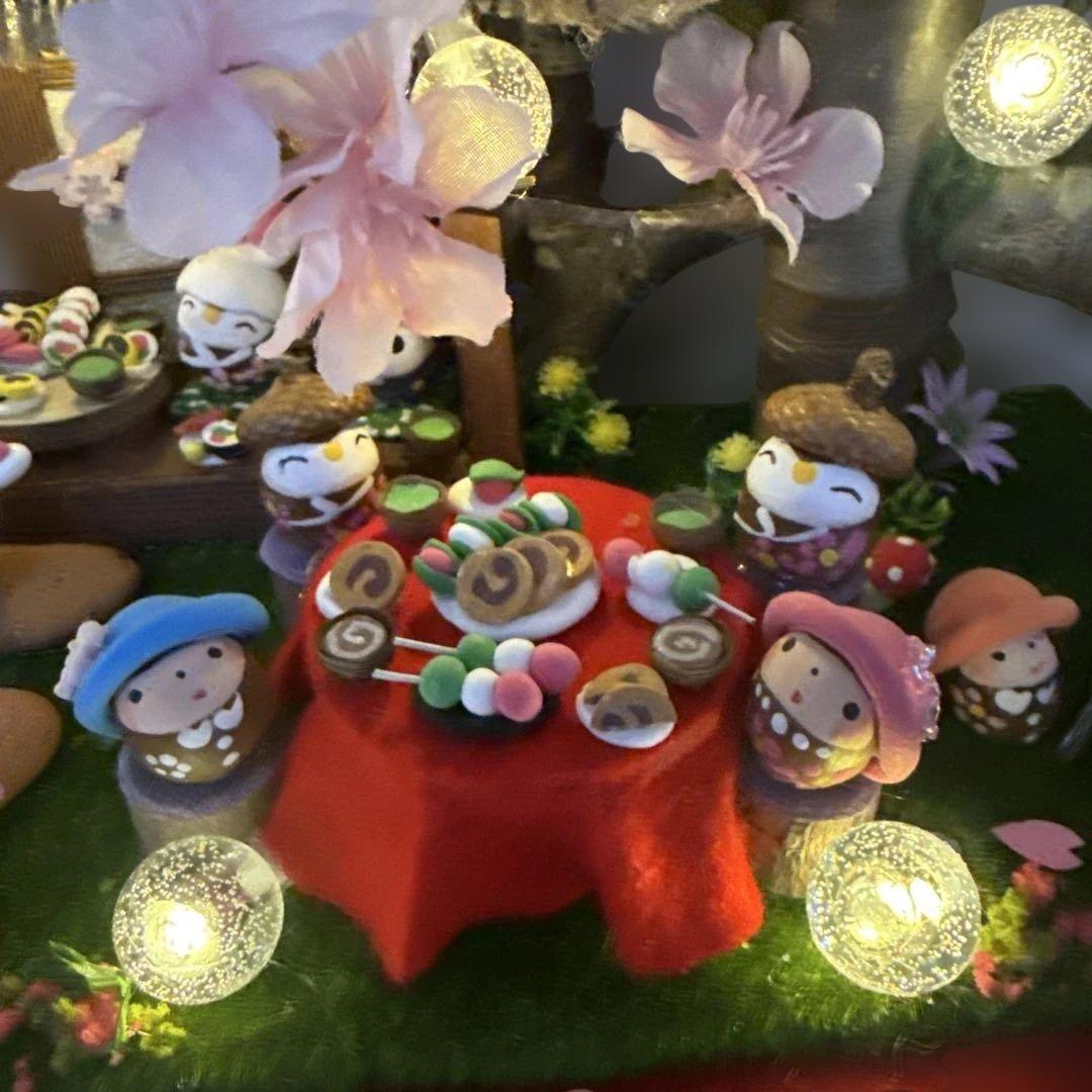 どんぐりアート♡春らんまん皆んなで仲良くお花見BIGオブジェ　一点物♡