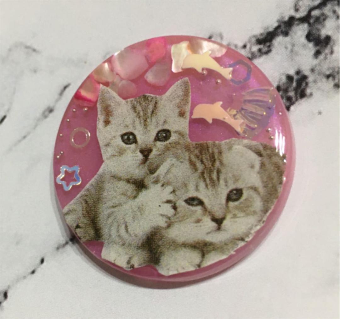 レジンヘアゴム、ピンクマリン2匹の猫ちゃんとイルカ・再販不可