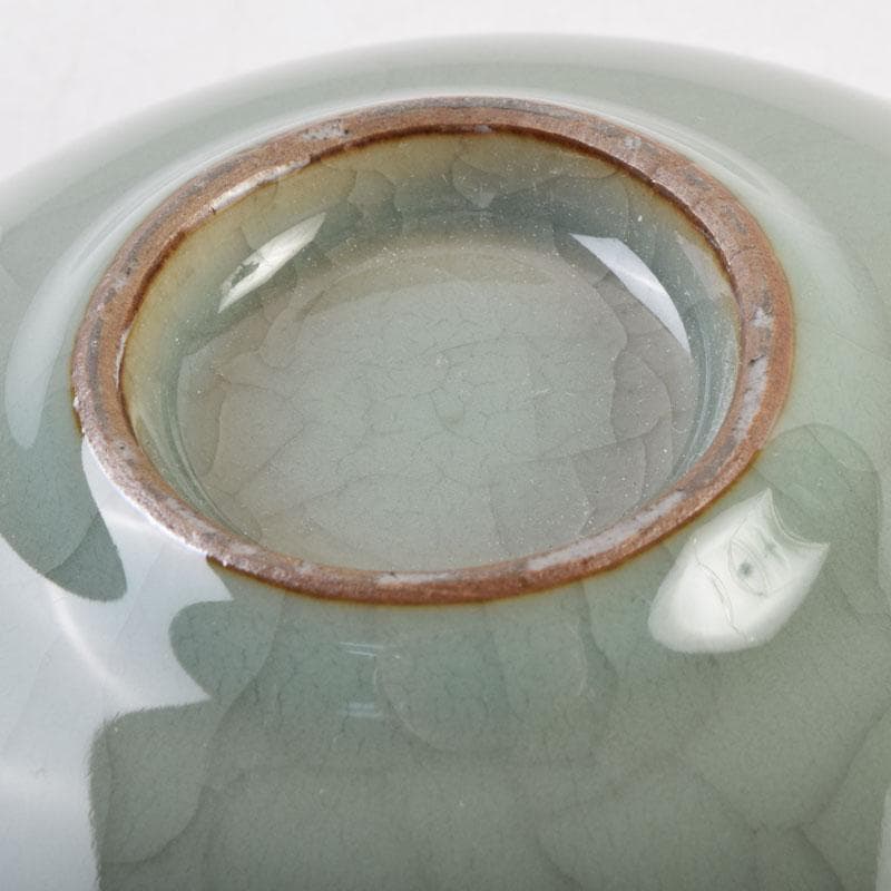 中国　哥窯　青磁　金糸鉄線　氷裂文　輪花皿　C　8994