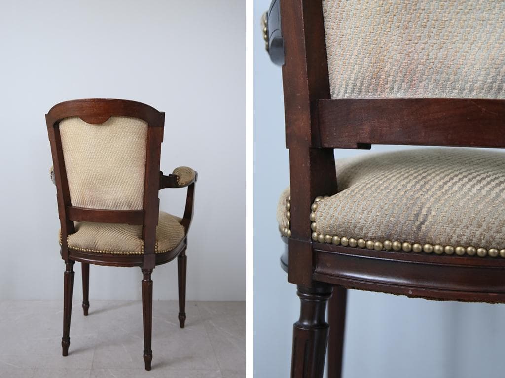 フランスアンティークルイ16世様式アームチェア/サロンイス/肘掛け90-78-1