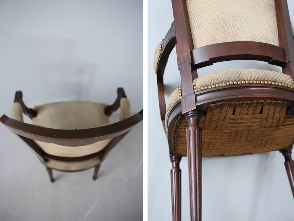 フランスアンティークルイ16世様式アームチェア/サロンイス/肘掛け90-78-1