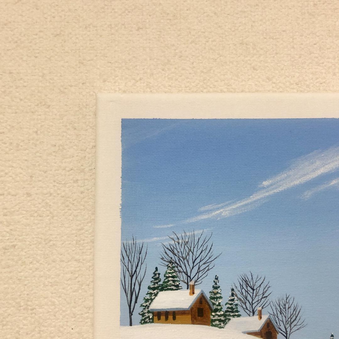 アクリル画　原画　「冬の晴れた日」　25cm角　キャンバス
