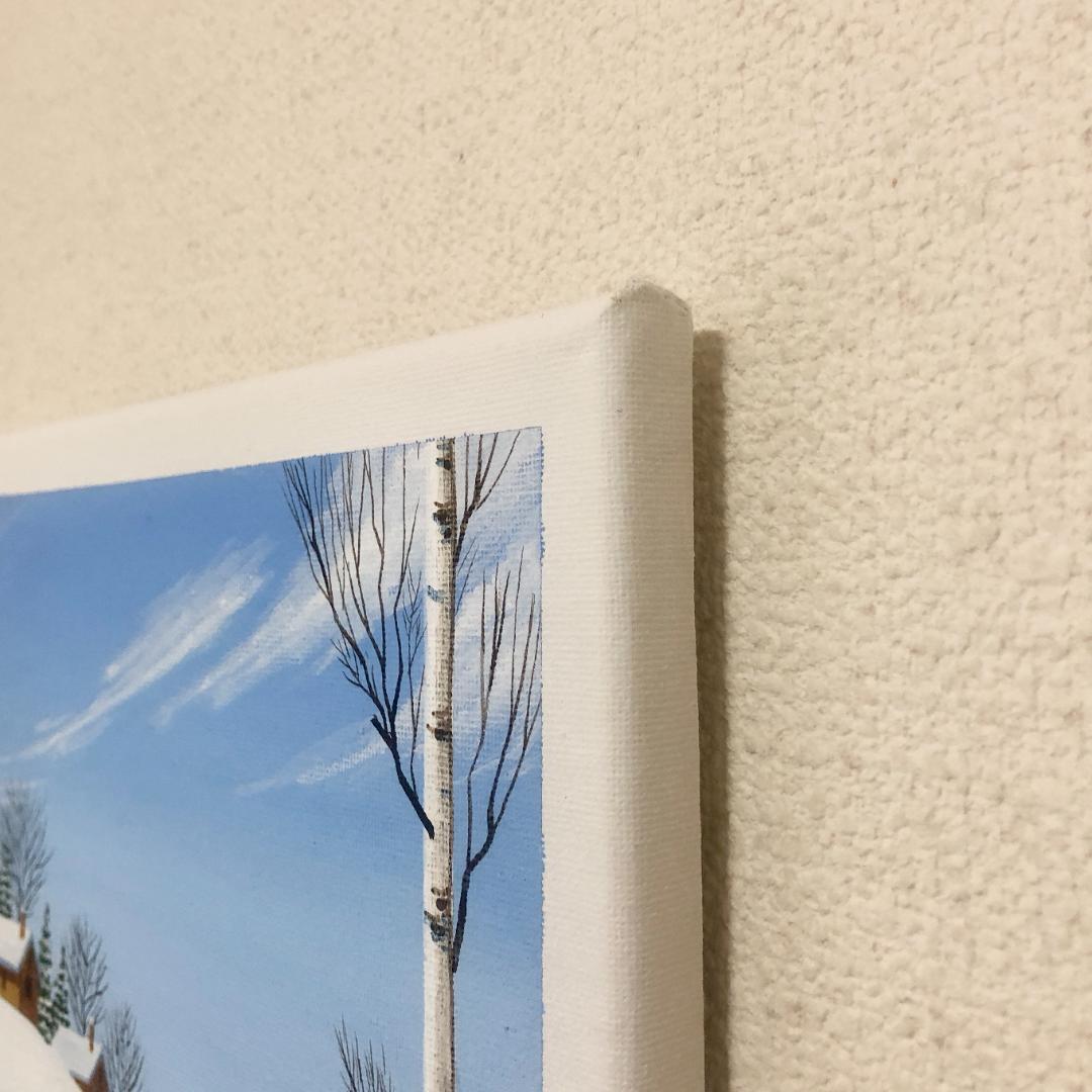 アクリル画　原画　「冬の晴れた日」　25cm角　キャンバス