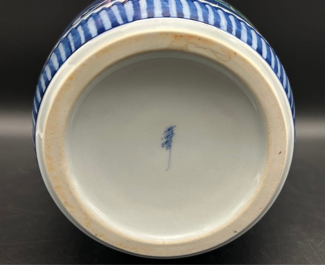 有田焼　花舟作　色鍋島　昭和ビンテージ　牡丹　御所車　花瓶　花器　花生　豪華