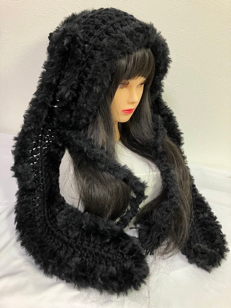 ヘッドドレス　うさ耳ニット帽　サブカル　地雷系　グランジ　猫耳帽子　☺︎