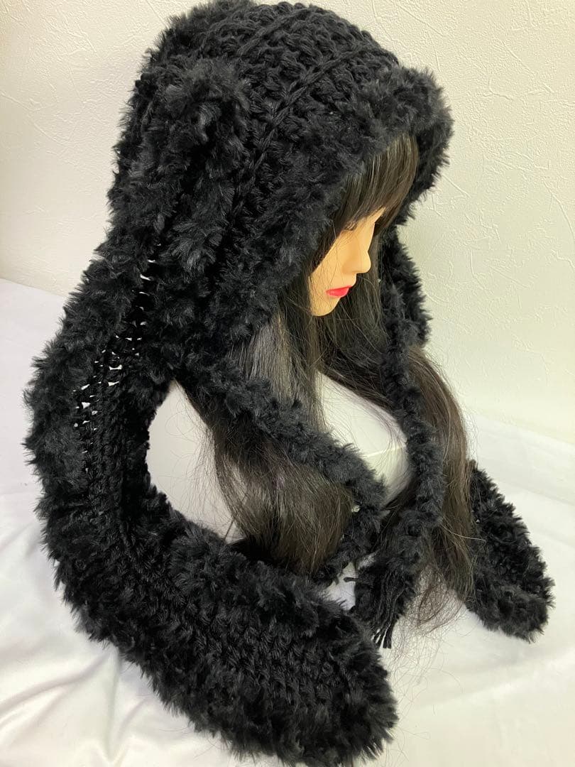 ヘッドドレス　うさ耳ニット帽　サブカル　地雷系　グランジ　猫耳帽子　☺︎