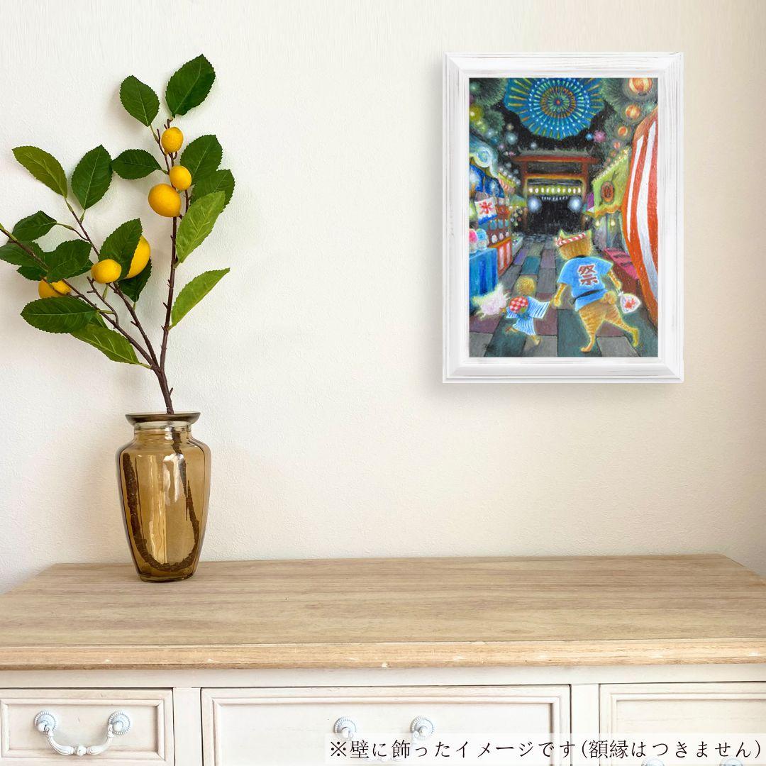 ［匿名で配送］一点もの 猫 茶トラ 祭 油絵 油彩 絵