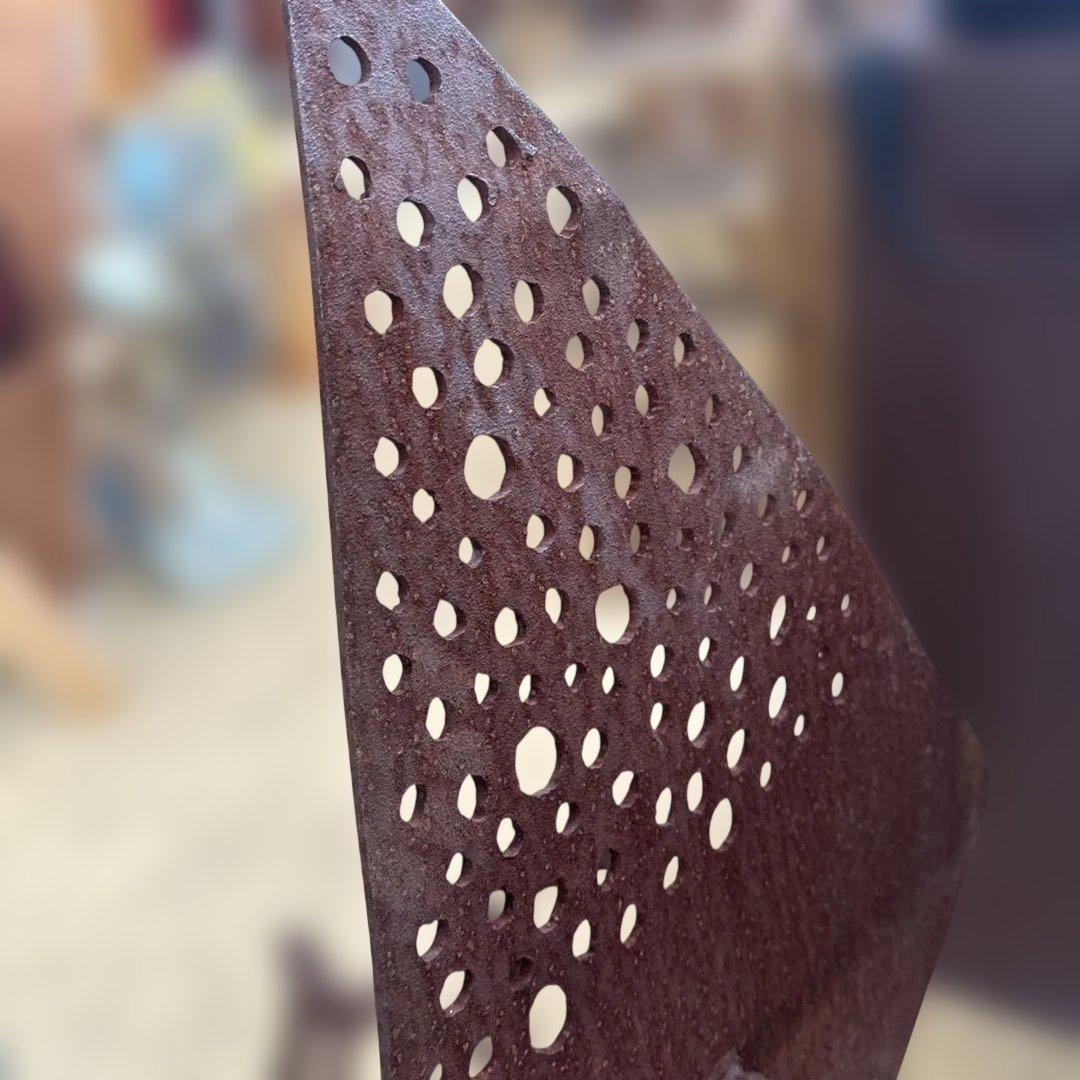 金属製抽象置物 石オーナメント付き