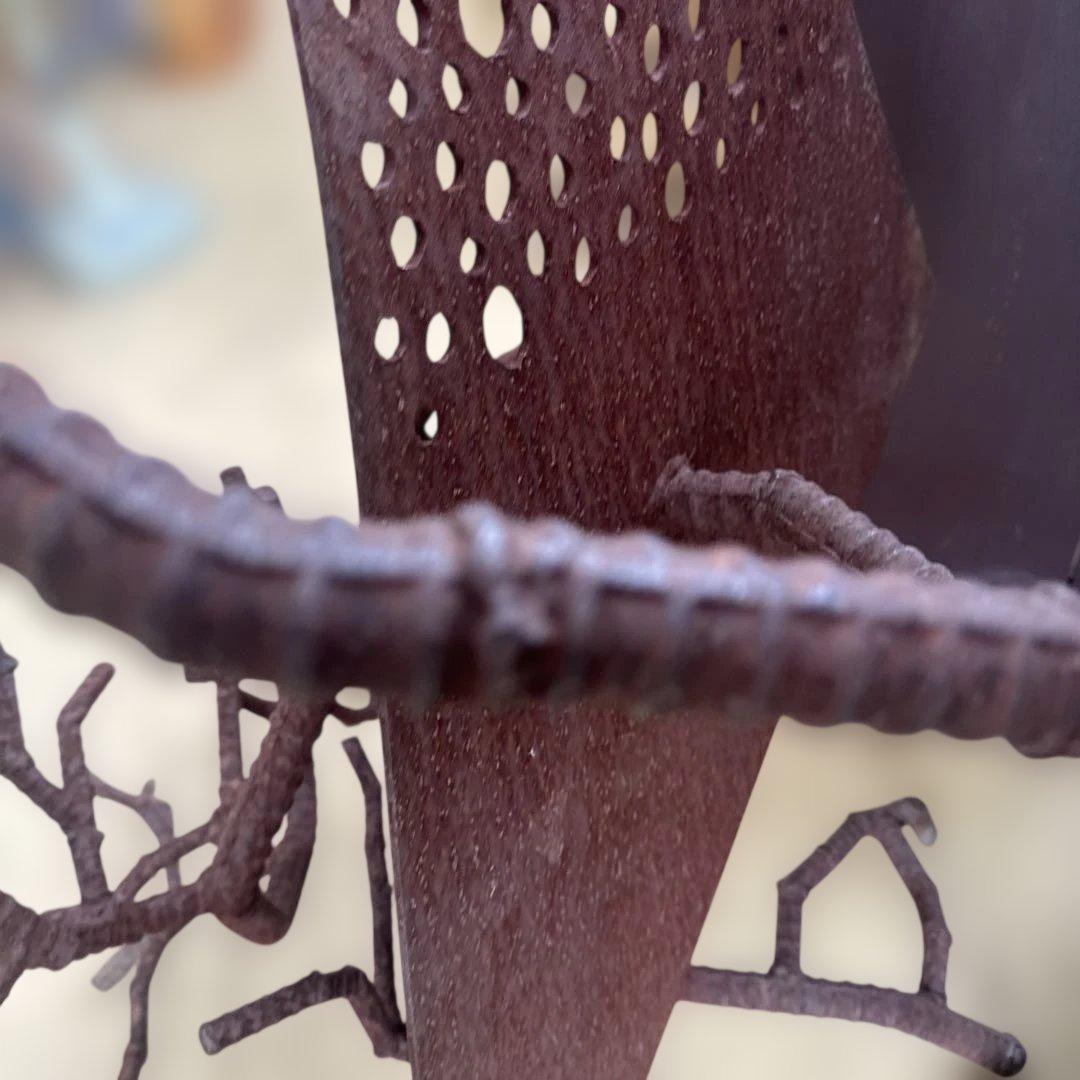 金属製抽象置物 石オーナメント付き