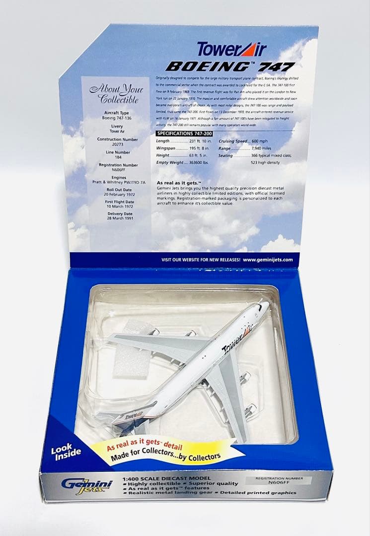 航空機・ヘリコプター Gemini 1/400 B747-136 Tower Air
