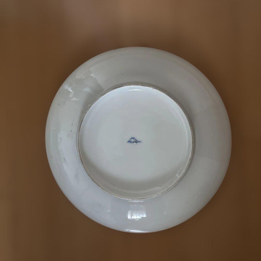 深川製磁 染付 青い葉柄の大皿