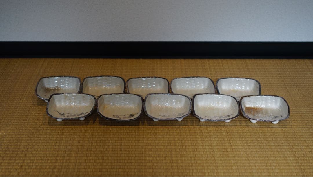 志野焼 箕形 向付 10客 箱付 懐石料理道具