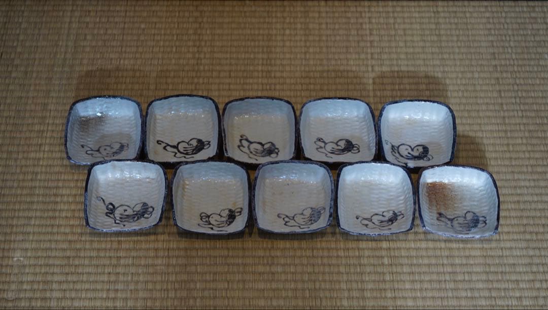 志野焼 箕形 向付 10客 箱付 懐石料理道具