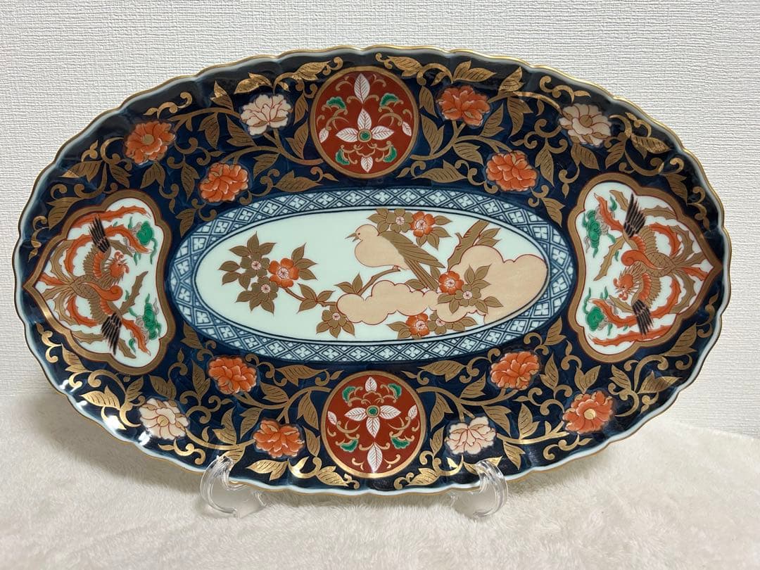 林九郎窯　金彩　楕円　大皿