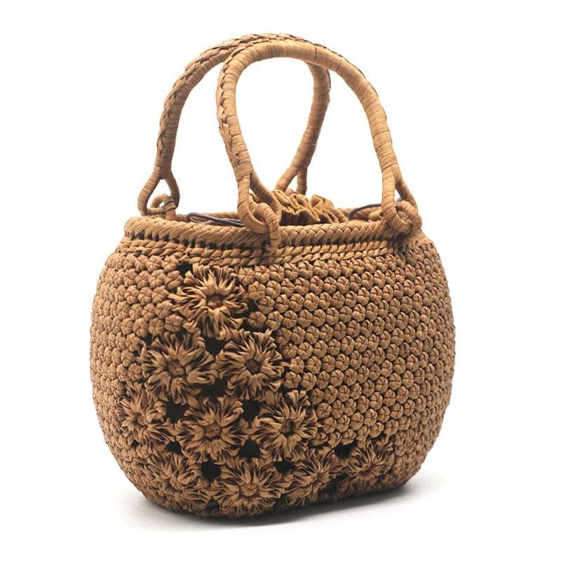 ✨希少美品✨山葡萄 かごバッグ 花結び編み 桜 六角花結び編み 手提げ 内布付き