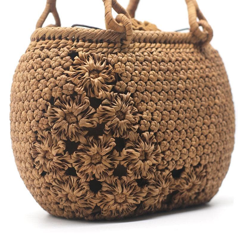 ✨希少美品✨山葡萄 かごバッグ 花結び編み 桜 六角花結び編み 手提げ 内布付き
