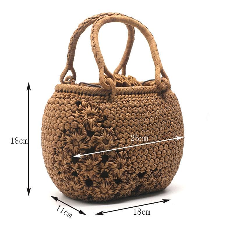 ✨希少美品✨山葡萄 かごバッグ 花結び編み 桜 六角花結び編み 手提げ 内布付き