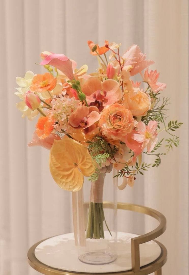 アーティフィシャルフラワーブーケ　ブートニア　セット【花瓶立て付き】