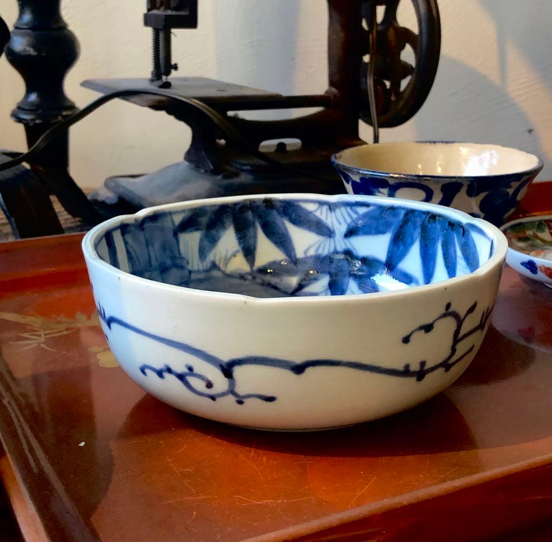 ◆308◆伝統美! アンティーク 伊万里　江戸期　蛇の目高台　小鉢　約15cm