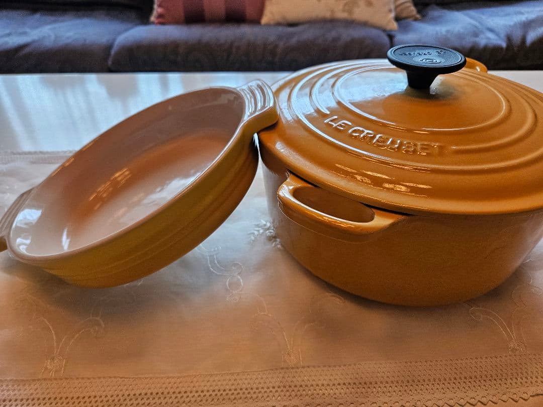 LE CREUSET 両手鍋とグラタン皿セット イエロー