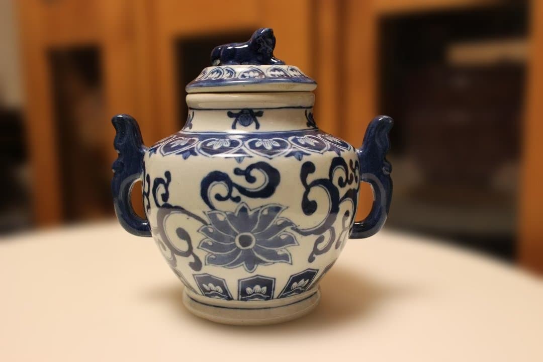 染付　　香炉　花瓶　壺　中国　乾隆年製　唐物