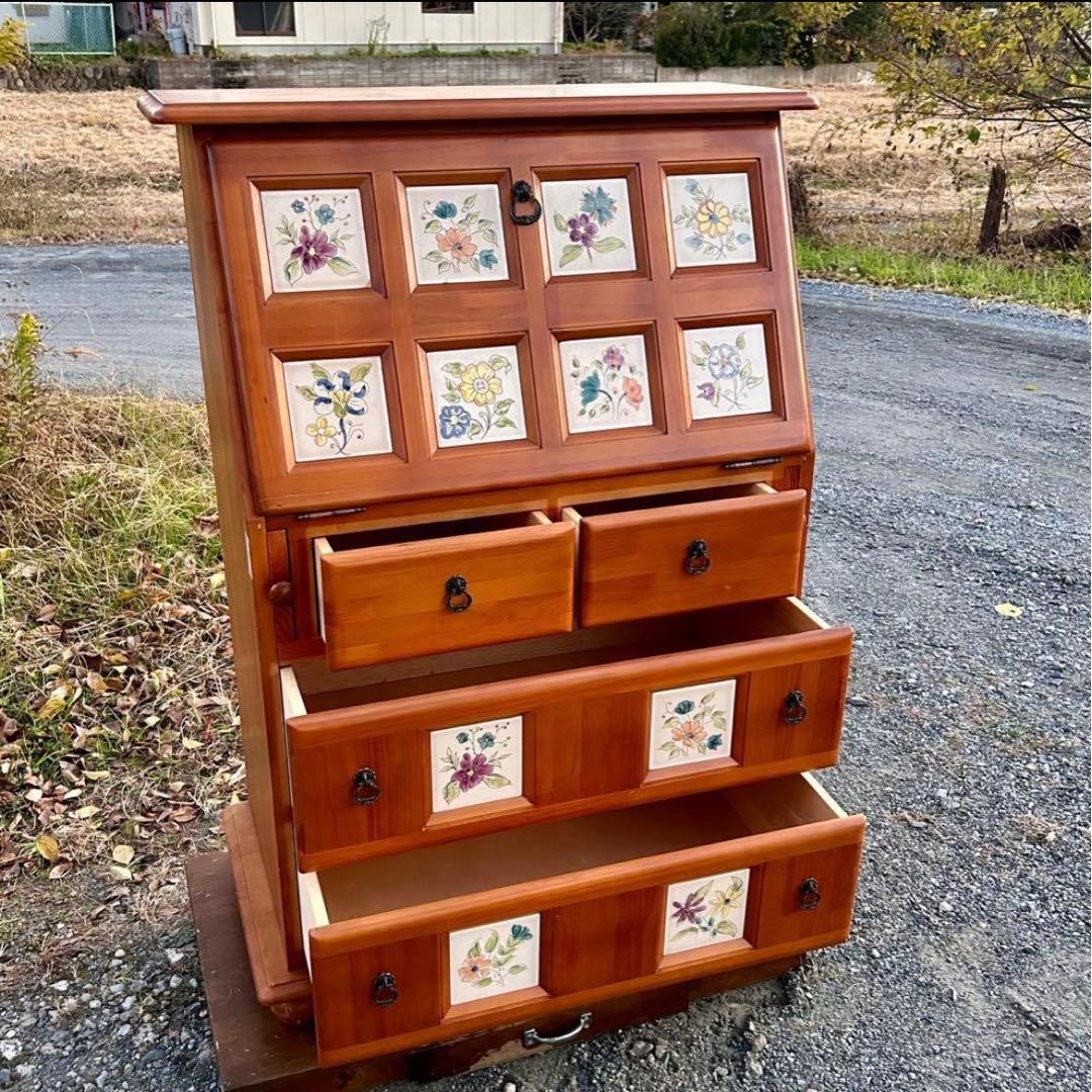 スペイン製 バレンシア パイン材 ライティングビューロー ライティングデスク