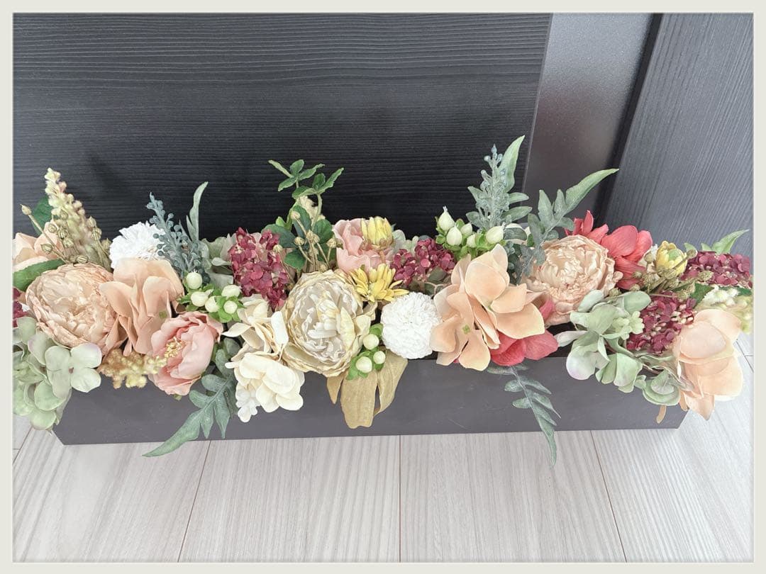 アイアン花器付き　アーティフィシャルフラワーアレンジメント　春色ミックス