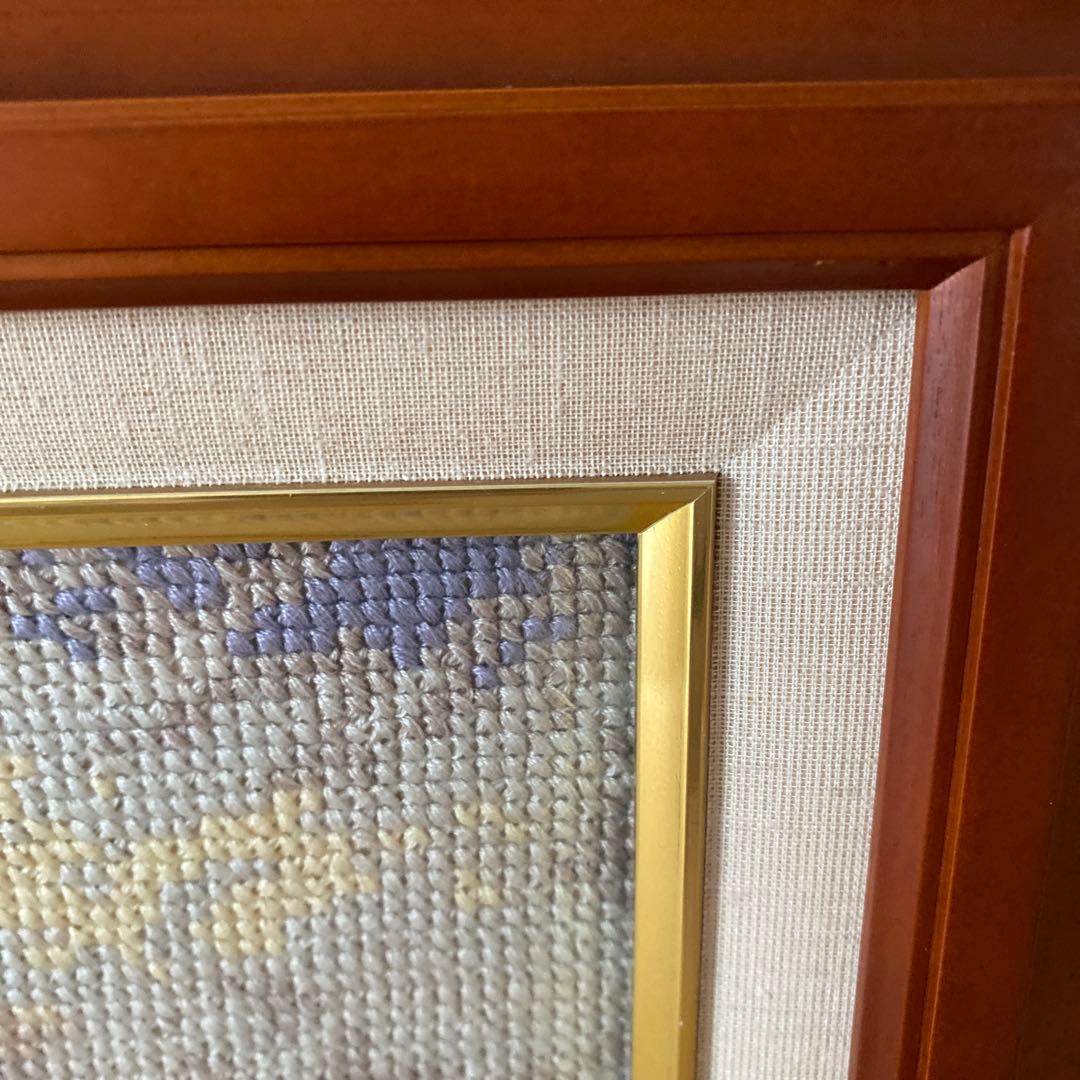 手刺繍　ミレー名画「落穂拾い」額縁入り