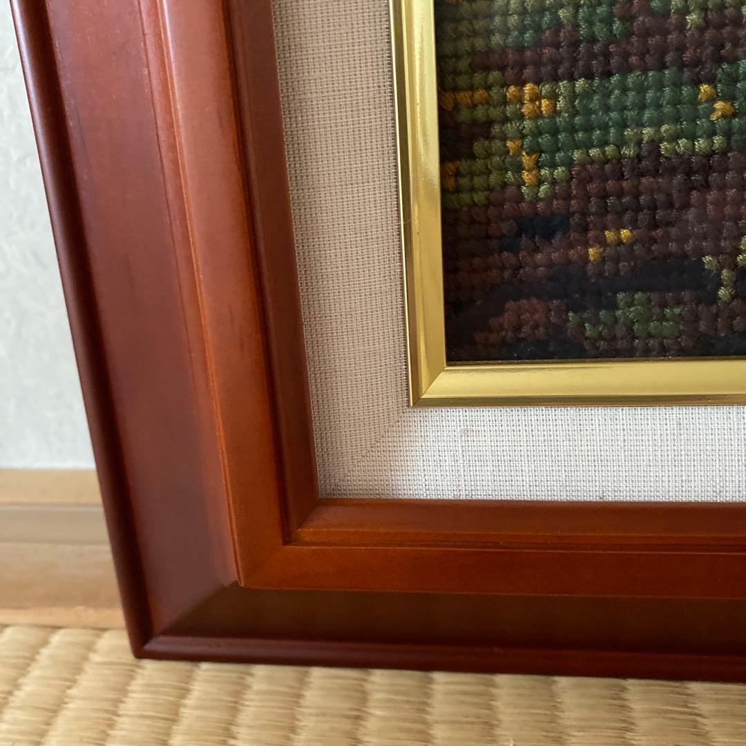 手刺繍　ミレー名画「落穂拾い」額縁入り